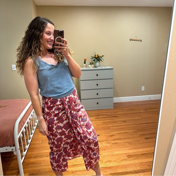 NWT Tuckernuck Xirena Red Blue Cotton Silk Maxi Skirt Large - Picture 2 of 12